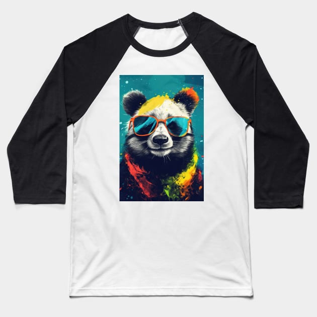 Summer Fun Panda Bear Baseball T-Shirt by JensenArtCo